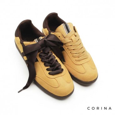 zapatilla mostaza lazo raso