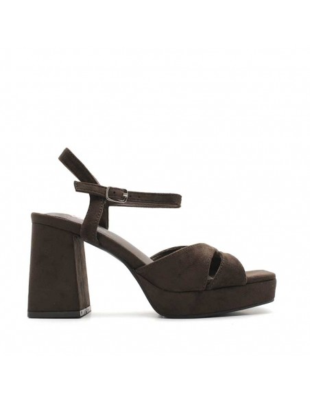 sandalias tacon marrones​