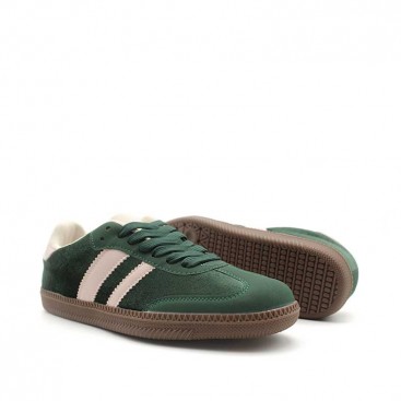 Zapatilla terciopelo verde mujer