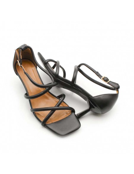 sandalias negras fiesta bajas