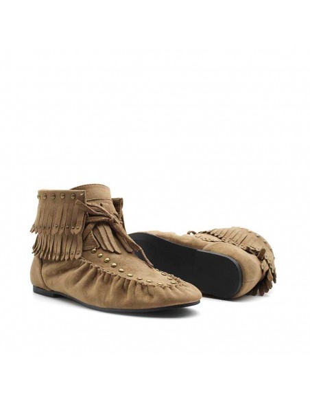 botines camel con flecos