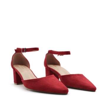 Zapatos rojos tacón ancho