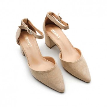 Zapatos beige mujer tacón