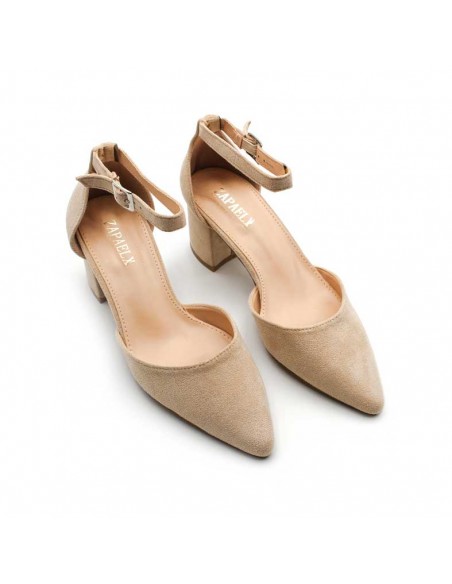 Zapatos beige mujer tacón