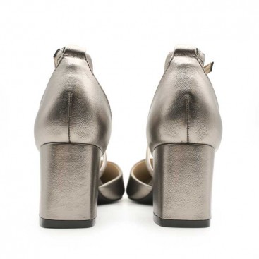 zapatos tacon gris plomo​