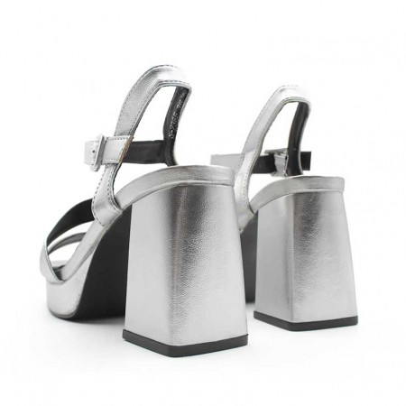 sandalias plataforma y tacon plata