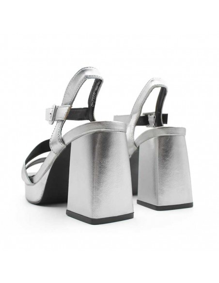 sandalias plataforma y tacon plata