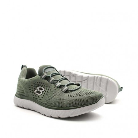 Detalle cordones elásticos zapatilla verde caqui