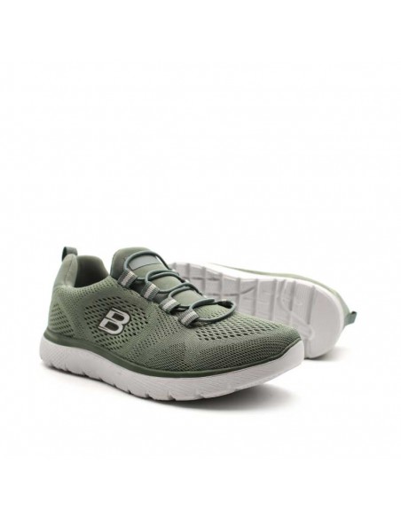 Detalle cordones elásticos zapatilla verde caqui