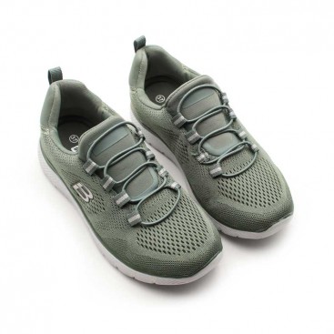 Zapatilla Memory Foam verde caqui mujer vista superior