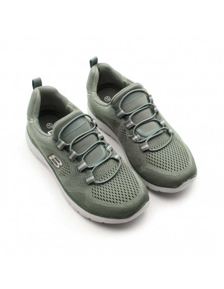 Zapatilla Memory Foam verde caqui mujer vista superior