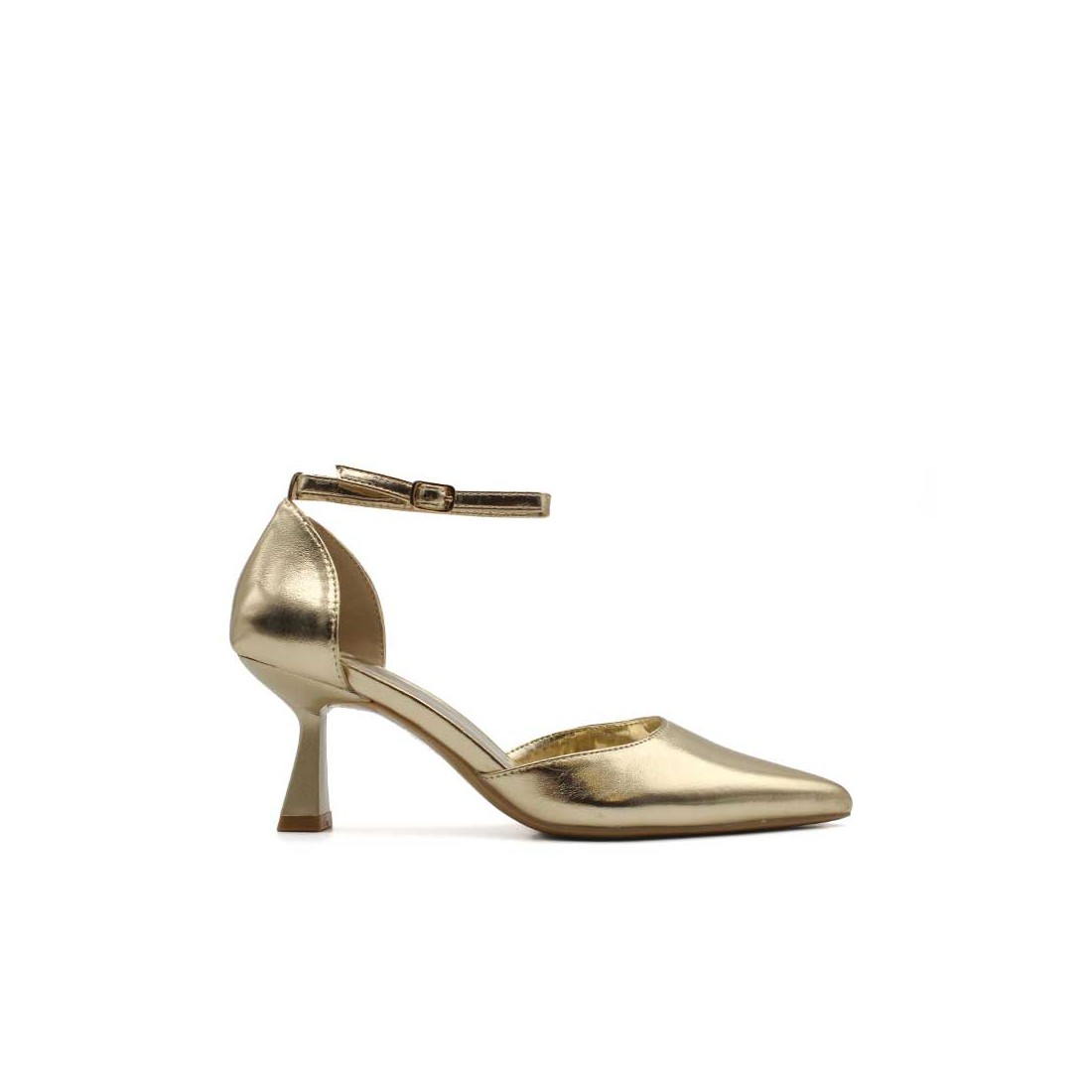 Zapatos fiesta Dorados con pulsera y Tacón cómodo