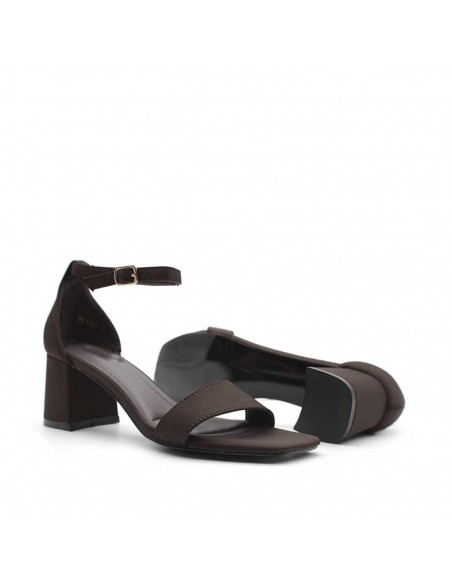 sandalias tacon medio marrones