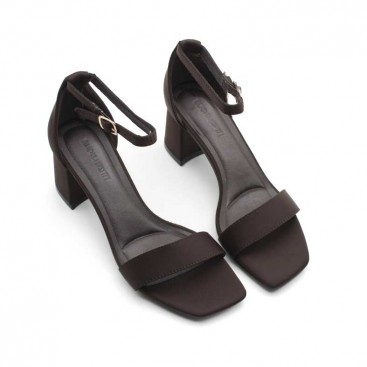 sandalia marron tacon sencilla