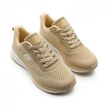 Zapatilla deportiva beige mujer Cloud vista superior