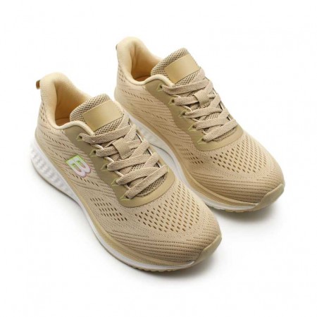 Zapatilla deportiva beige mujer Cloud vista superior