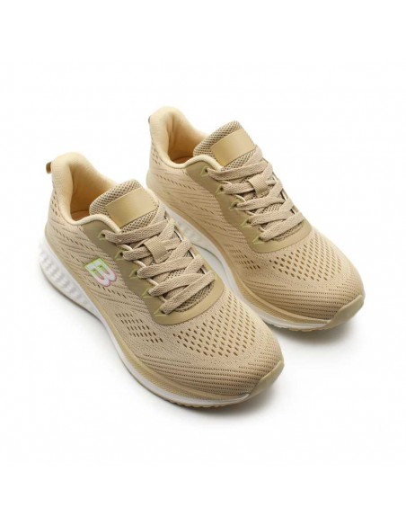 Zapatilla deportiva beige mujer Cloud vista superior