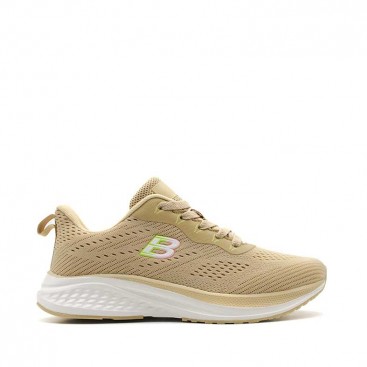Zapatilla beige con memory foam mujer vista lateral