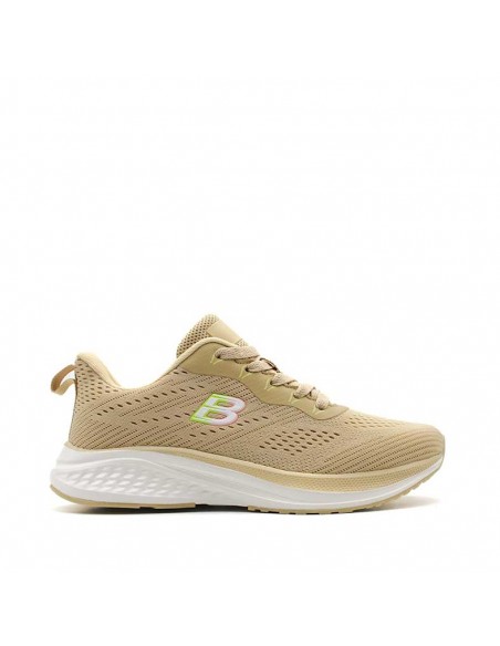 Zapatilla beige con memory foam mujer vista lateral