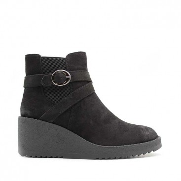 Botín Negro Cuña Mujer