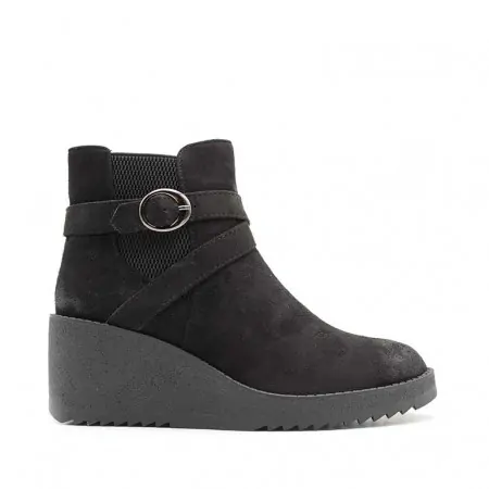 Botín Negro Cuña Mujer