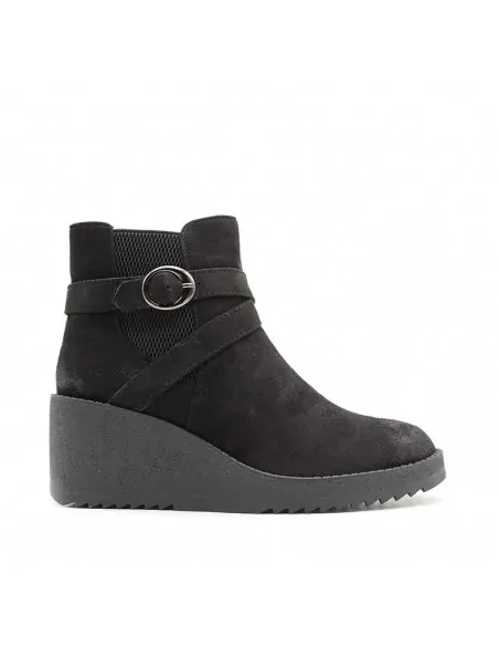 Botín Negro Cuña Mujer