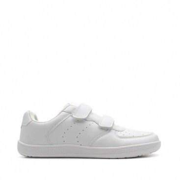 Zapatilla barefoot blanca con doble velcro