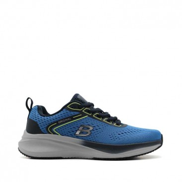 Zapatilla running azul con plantilla memory vista lateral