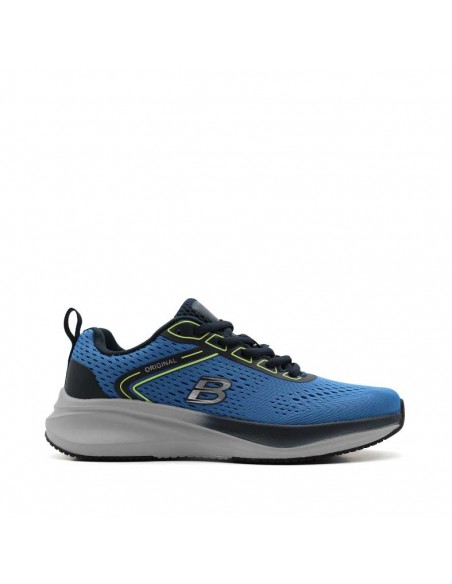 Zapatilla running azul con plantilla memory vista lateral