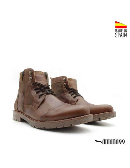 Botín cuero hombre Munt con cordones y cremallera