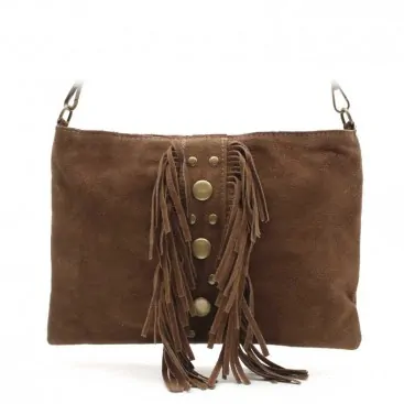 Bolso Bandolera Flecos Marrón