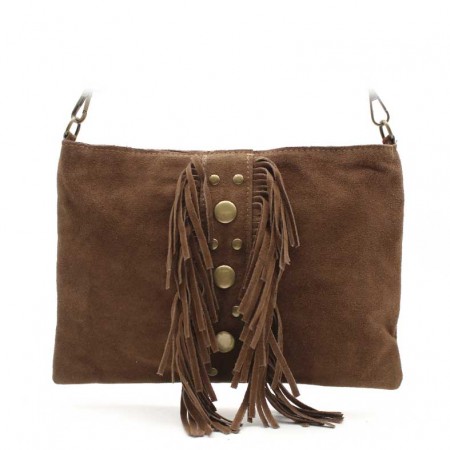 Bolso Bandolera Flecos Marrón
