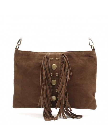 Bolso Bandolera Flecos Marrón