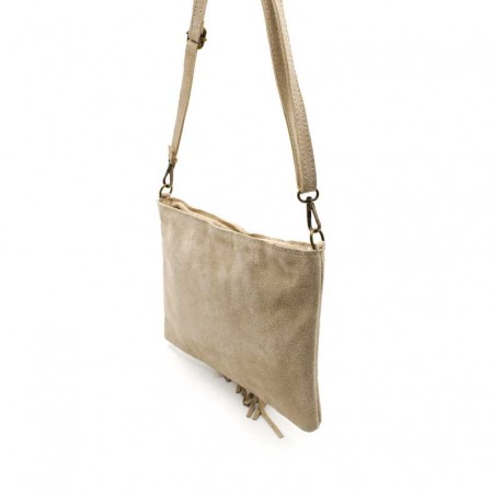 Bolso Beige Flecos Serraje