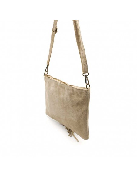 Bolso Beige Flecos Serraje