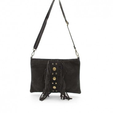 Bolso Negro Serraje con Flecos