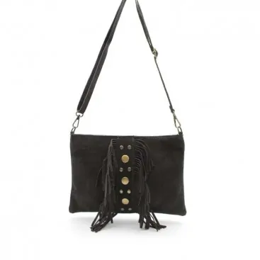 Bolso Negro Serraje con Flecos