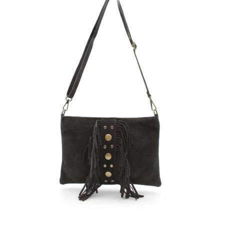 Bolso Negro Serraje con Flecos