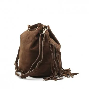 bolso con flecos marron​