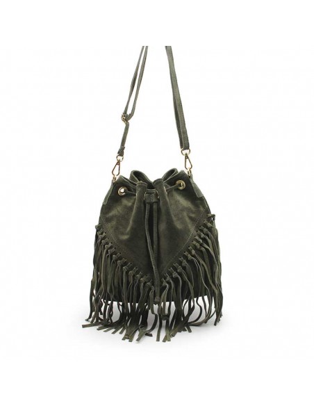 Bolso Saco Verde Piel