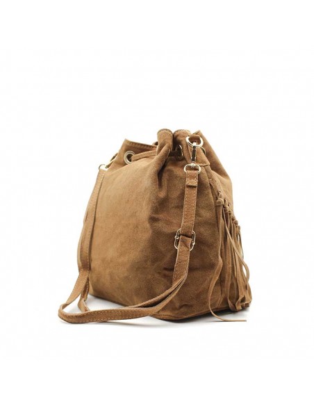Bolso Piel Camel Flecos