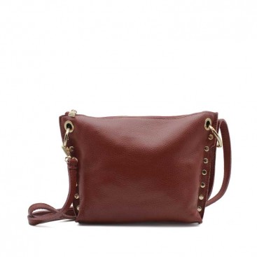 Bolso de piel granate