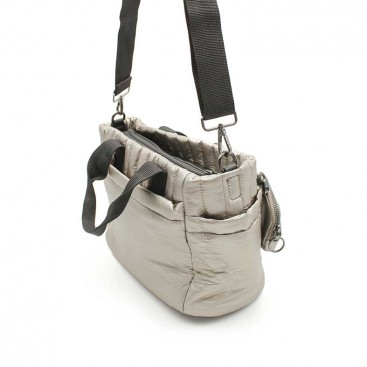 bolso bandolera gris acolchado