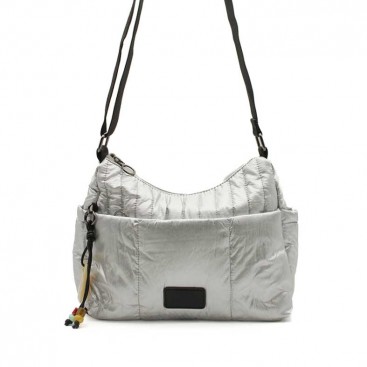 bolso acolchado bandolera plata