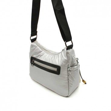 Bolso bandolera plata acolchada