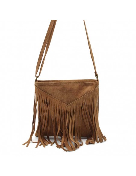 bolso ante camel flecos​