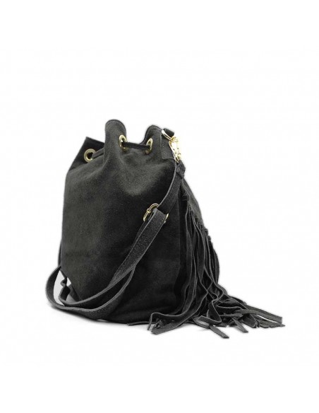 Bolso saco piel serraje