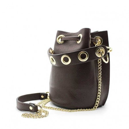 Bolso bombonera piel marrón