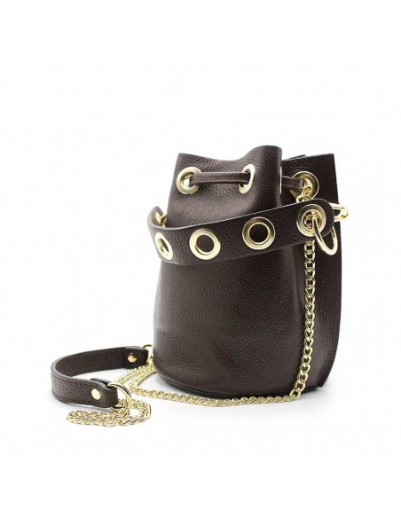 bolso bombonera marrón de piel