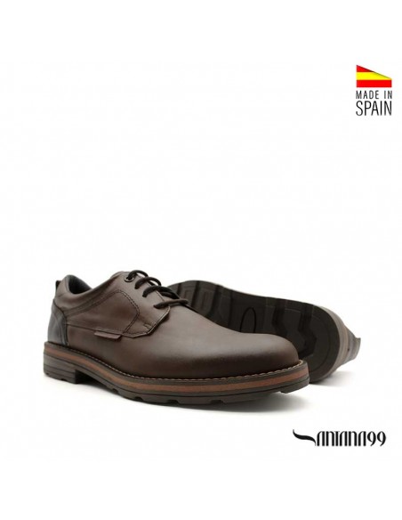Zapatos marrones cuero hombre